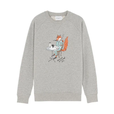 Maison Kitsune SS22 Afternoon Fox Loose Cartoon Print Sweatshirt Unisex White IU00301KM0001-P701