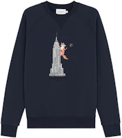 Maison Kitsune SS22 Afternoon Fox Capsule Printed Pullover Cartoon Sweatshirt Navy IM00346KM0001-P491 Maison Kitsune SS22 Afternoon Fox Capsule Printed Pullover Cartoon Sweatshirt Navy IM00346KM0001-P491