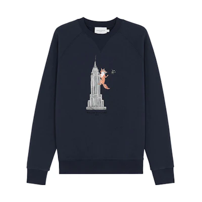 Maison Kitsune SS22 Afternoon Fox Capsule Printed Pullover Cartoon Sweatshirt Navy IM00346KM0001-P491