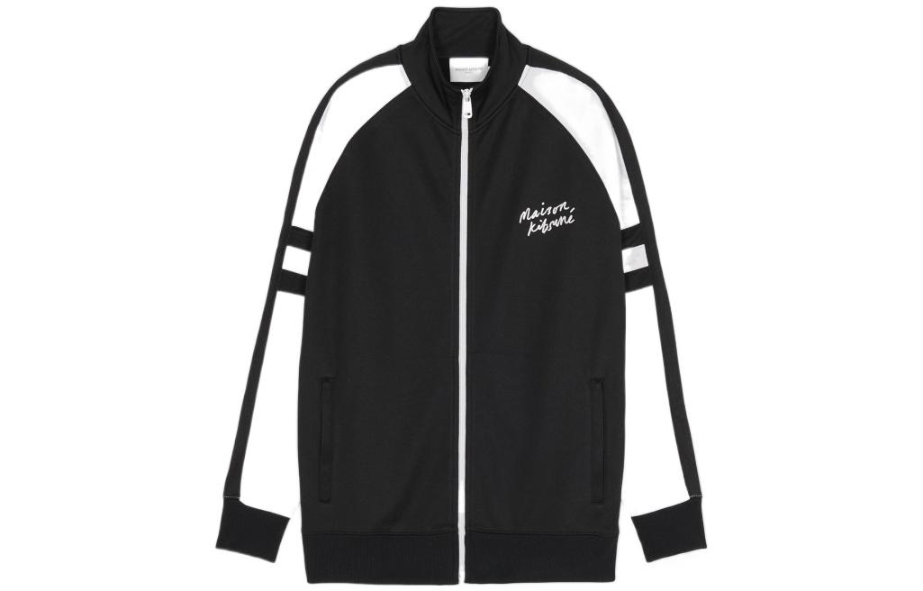 Maison Kitsune SS22 Black Drawstring Zipper Hoodie with Fox Embroidery Unisex IU00353KM0001-P199