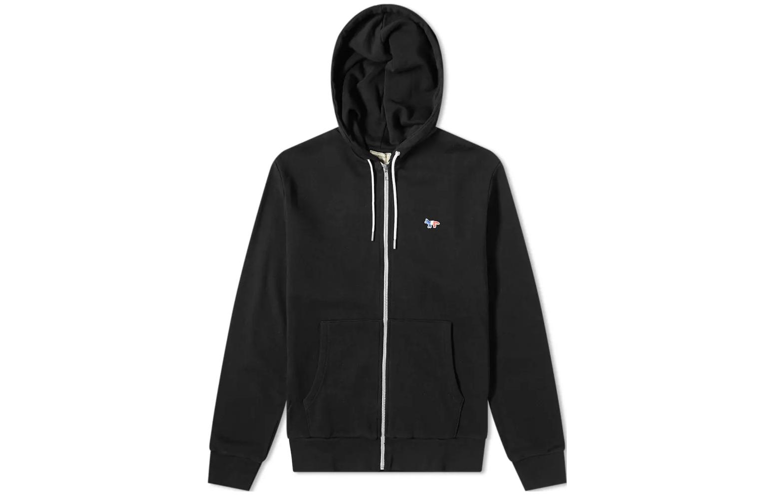 Maison Kitsune SS22 Black Hoodie with Logo Patch and Drawstring Unisex SPCKU00305-P197