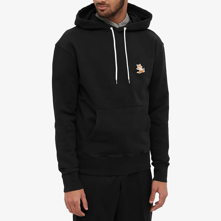 Purchase Maison Kitsune SS22 Black Hoodie with Fox Logo Embroidery Unisex IU00355KM0001-P199