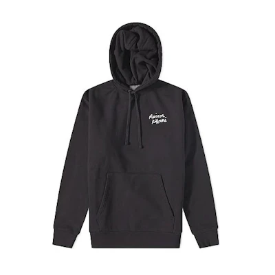 Maison Kitsune SS22 Black Pullover Hoodie with Logo Print for Men. IU00330KM0020-P199