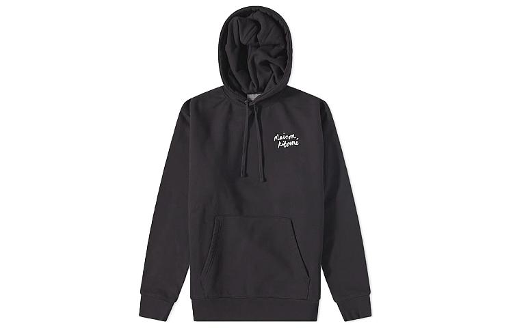 Order メゾンキツネ SS22 メンズ ロゴプリント ブラックプルオーバーパーカー. IU00330KM0020-P199