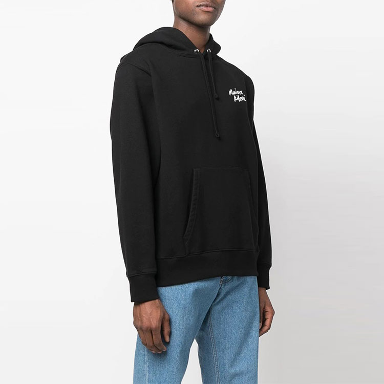 Purchase メゾンキツネ SS22 メンズ ロゴプリント ブラックプルオーバーパーカー. IU00330KM0020-P199