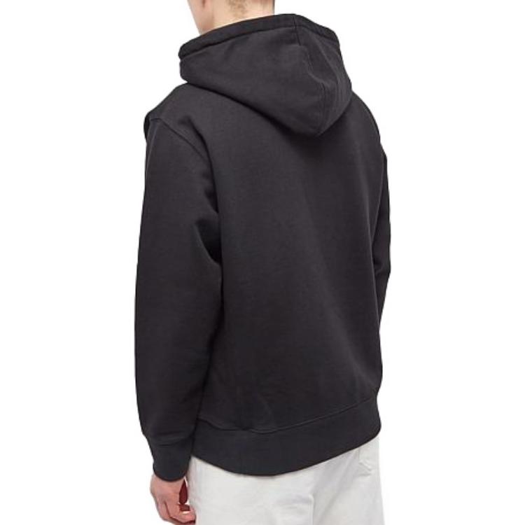 Sizing メゾンキツネ SS22 メンズ ロゴプリント ブラックプルオーバーパーカー. IU00330KM0020-P199