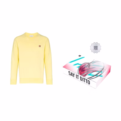 Maison Kitsune SS22 Fox Yellow Crewneck Casual Long-Sleeve Sweatshirt Men IM00309KM0001-P720