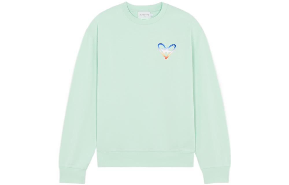 Order Maison Kitsune SS22 Green Heart Print Unisex Crewneck Sweatshirt IU00350KM0021-P322