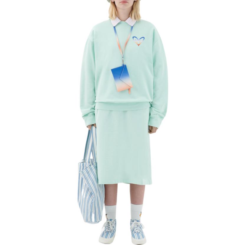 Shop Maison Kitsune SS22 Green Heart Print Unisex Crewneck Sweatshirt IU00350KM0021-P322