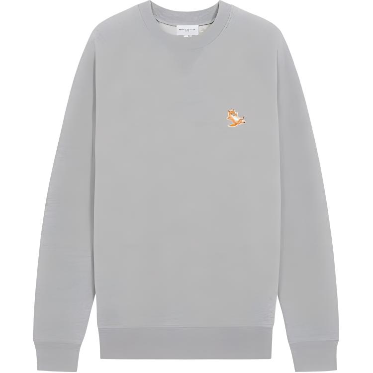 Maison Kitsune SS22 Logo Animal Print Crewneck Sweatshirt Grey Menswear IM00338KM0001-H150