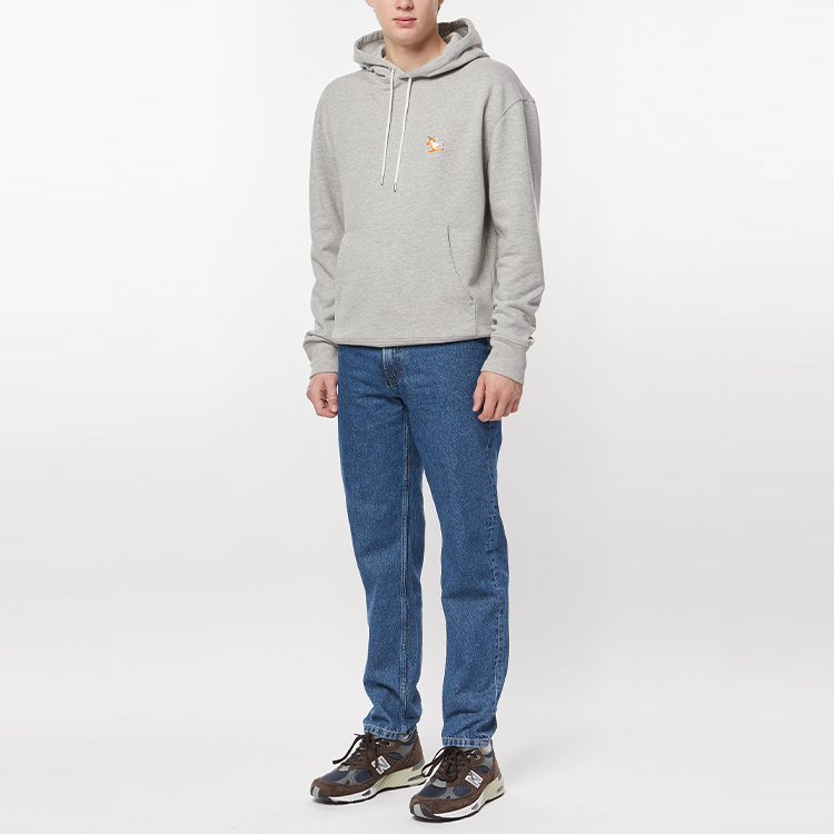 Purchase Maison Kitsune SS22 Grey Hoodie Unisex with Logo and Fox Embroidery IU00355KM0001-H150