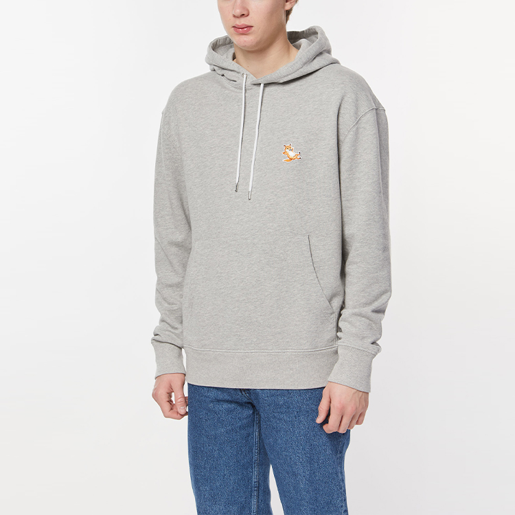 Details for Maison Kitsune SS22 Grey Hoodie Unisex with Logo and Fox Embroidery IU00355KM0001-H150