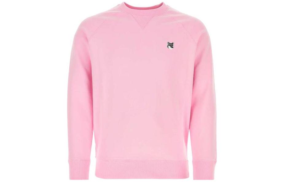 Maison Kitsune SS22 Label Crewneck Long Sleeve Pullover Sweatshirt Pink Men’s GM00333KM0002-P626