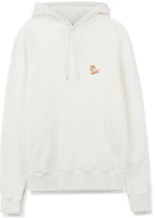 Maison Kitsune SS22 Logo Fox Embroidery Drawstring Hoodie Unisex Ivory White IU00355KM0001-P700 Maison Kitsune SS22 Logo Fox Embroidery Drawstring Hoodie Unisex Ivory White IU00355KM0001-P700