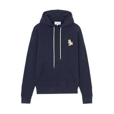 Maison Kitsune SS22 Logo Fox Embroidery Drawstring Hoodie Unisex Navy Blue. IU00355KM0001-P480