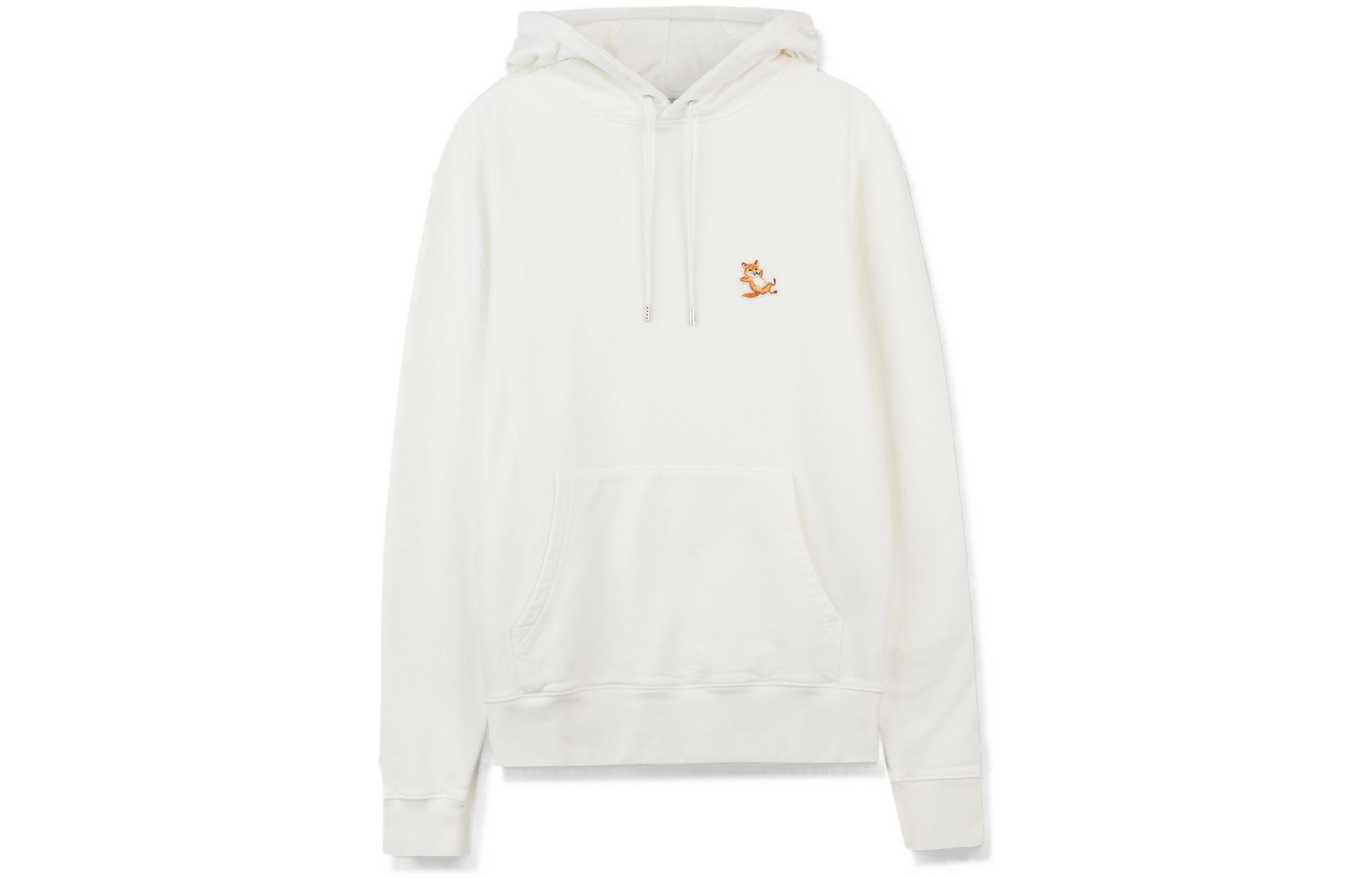 Order Maison Kitsune SS22 Logo Fox Embroidery Drawstring Hoodie Unisex Ivory White IU00355KM0001-P700