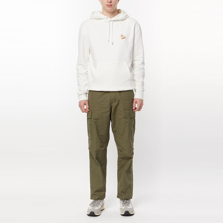 Lookbook Maison Kitsune SS22 Logo Fox Embroidery Drawstring Hoodie Unisex Ivory White IU00355KM0001-P700