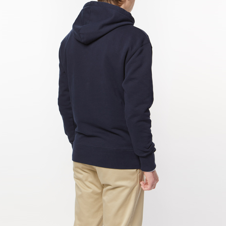 Sizing Maison Kitsune SS22 Hoodie Unisex Navy Blue dengan Sulaman Logo Rubah. IU00355KM0001-P480