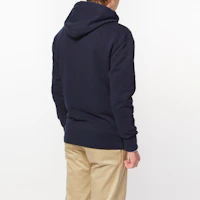 Sizing 메종 키츠네 SS22 로고 폭스 자수 드로스트링 후디 유니섹스 네이비 블루. IU00355KM0001-P480
