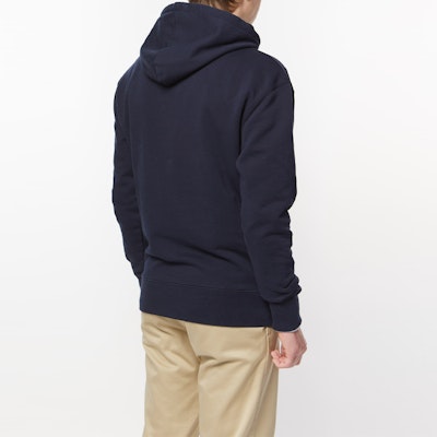 Maison Kitsune SS22 Hoodie Unisex Navy Blue dengan Sulaman Logo Rubah. IU00355KM0001-P480 Sizing Maison Kitsune SS22 Hoodie Unisex Navy Blue dengan Sulaman Logo Rubah. IU00355KM0001-P480