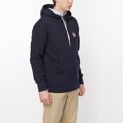 Maison Kitsune SS22 Hoodie Unisex Navy Blue dengan Sulaman Logo Rubah. IU00355KM0001-P480 Cheap Maison Kitsune SS22 Hoodie Unisex Navy Blue dengan Sulaman Logo Rubah. IU00355KM0001-P480