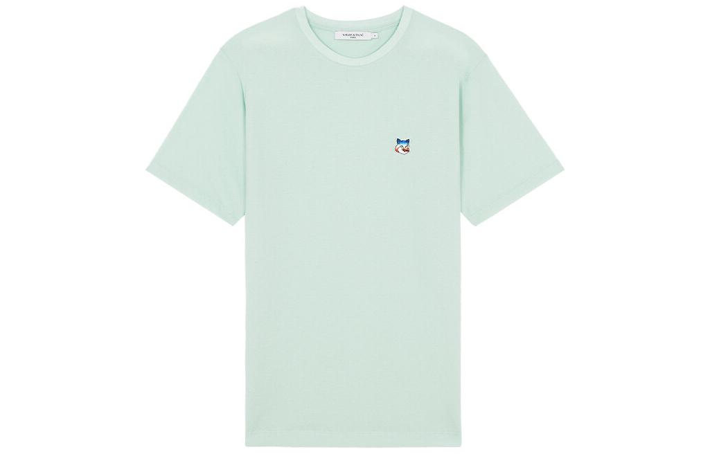 Maison Kitsune SS22 Mint Green Logo Embroidered Crew Neck T-Shirt Mens IM00147KJ0087