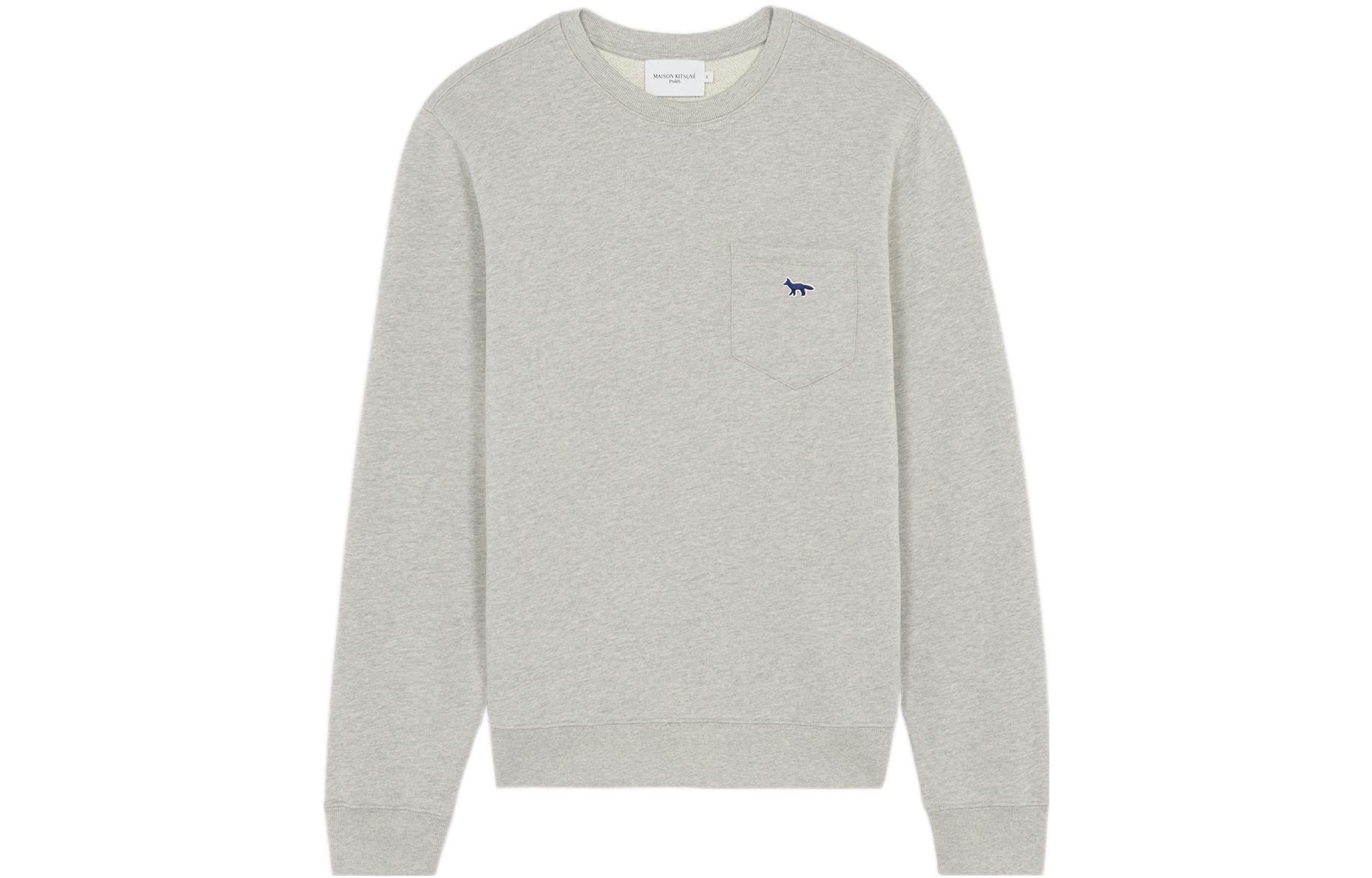 Maison Kitsune SS22 Pullover Small Fox Embroidered Sweatshirt Unisex Grey GU00342KM0002-GRM
