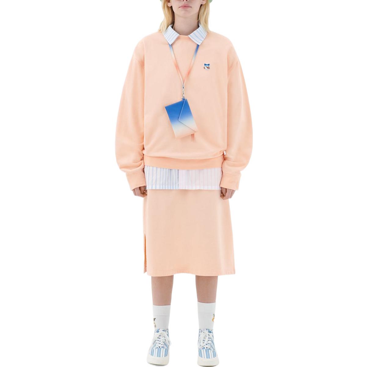 Purchase Maison Kitsune SS22 Unisex Orange Logo Appliqué Pullover Sweatshirt IU00349KM0021P612