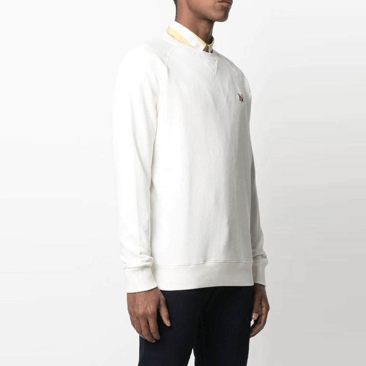 Shop Maison Kitsune SS22 白色圓領長袖休閒運動衫 AM00303KM0001-P700