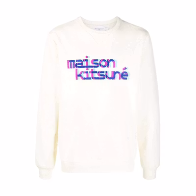 Maison Kitsune SS22 White Fox Embroidery Drawstring Zip Hoodie Unisex IU00353KM0001-P700