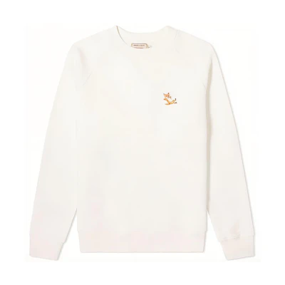 Maison Kitsune SS22 White Crewneck Sweatshirt with Letter Print for Men HM00330P701