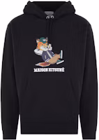 Order 메종키츠네 SS23 블랙 후디 리틀 폭스 프린트 드로스트링. KM00307KM0001-P199