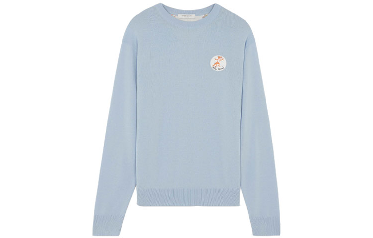 Maison Kitsune SS23  Blue Graphic Printed Crewneck Pullover Sweater JM00571KT1036-P411