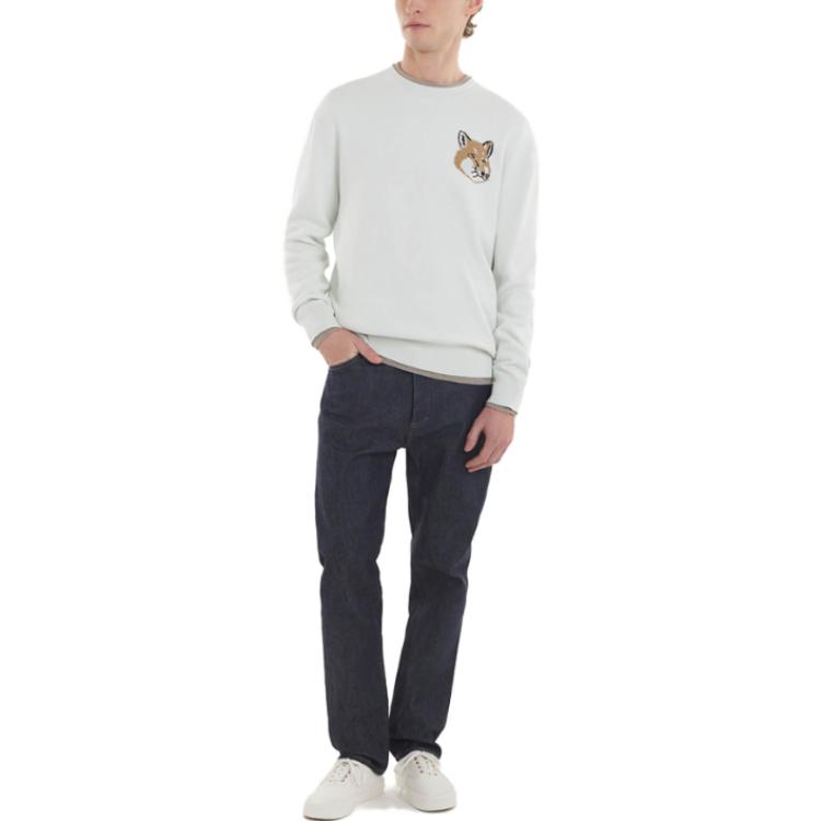 Lookbook Maison Kitsune SS23 Biru Mist Fox Crewneck Sweater Sulaman KM00505KT1078-P429