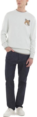 Maison Kitsune SS23 Biru Mist Fox Crewneck Sweater Sulaman KM00505KT1078-P429 Lookbook Maison Kitsune SS23 Biru Mist Fox Crewneck Sweater Sulaman KM00505KT1078-P429