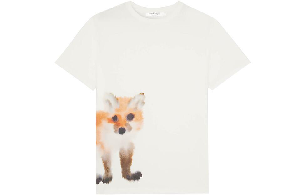 Maison Kitsune SS23 Animal Print Unisex White Crewneck Tee KM00133KJ0035-P100