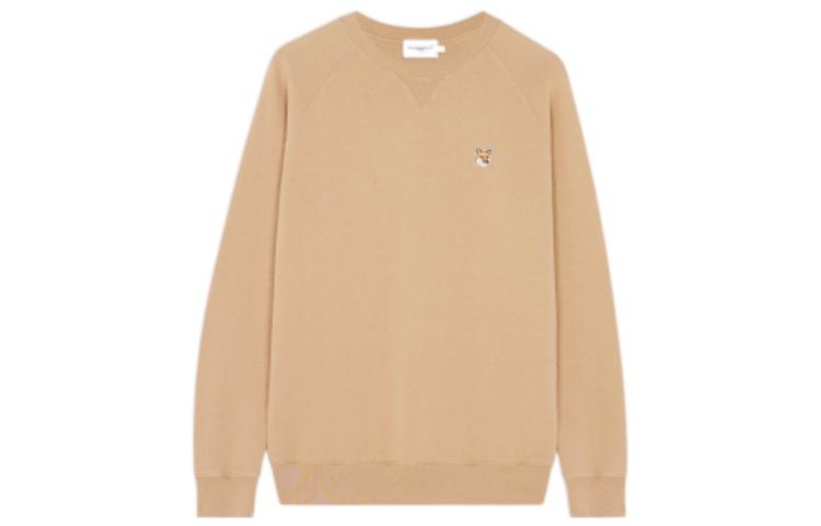 Order Maison Kitsune SS23 米色狐狸貼布圓領套頭長袖上衣。 AM00303KM0001-P220