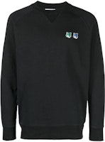 Maison Kitsune SS23 Black Crewneck Sweatshirt with Logo Patch for Men. KM00303KM0001-P199 Maison Kitsune SS23 Black Crewneck Sweatshirt with Logo Patch for Men. KM00303KM0001-P199