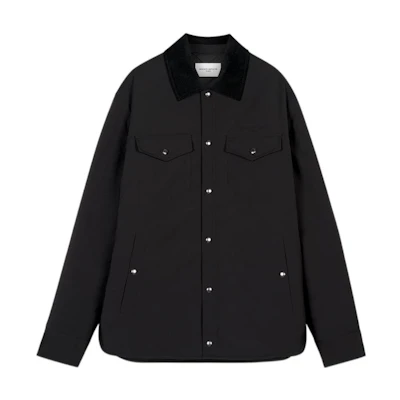 Maison Kitsune SS23 Black Zip-Up Collar Long-Sleeve Jacket JM02143WQ0010-P198