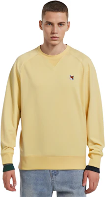 Maison Kitsune SS23 Fox Patch Crewneck Sweatshirt Yellow Fashion AM00303KM0001-P724 Purchase Maison Kitsune SS23 Fox Patch Crewneck Sweatshirt Yellow Fashion AM00303KM0001-P724