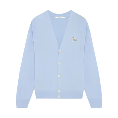 Maison Kitsune SS23 Fox Patch Knit Sweater Men’s Light Blue KM00504KT1036-P408