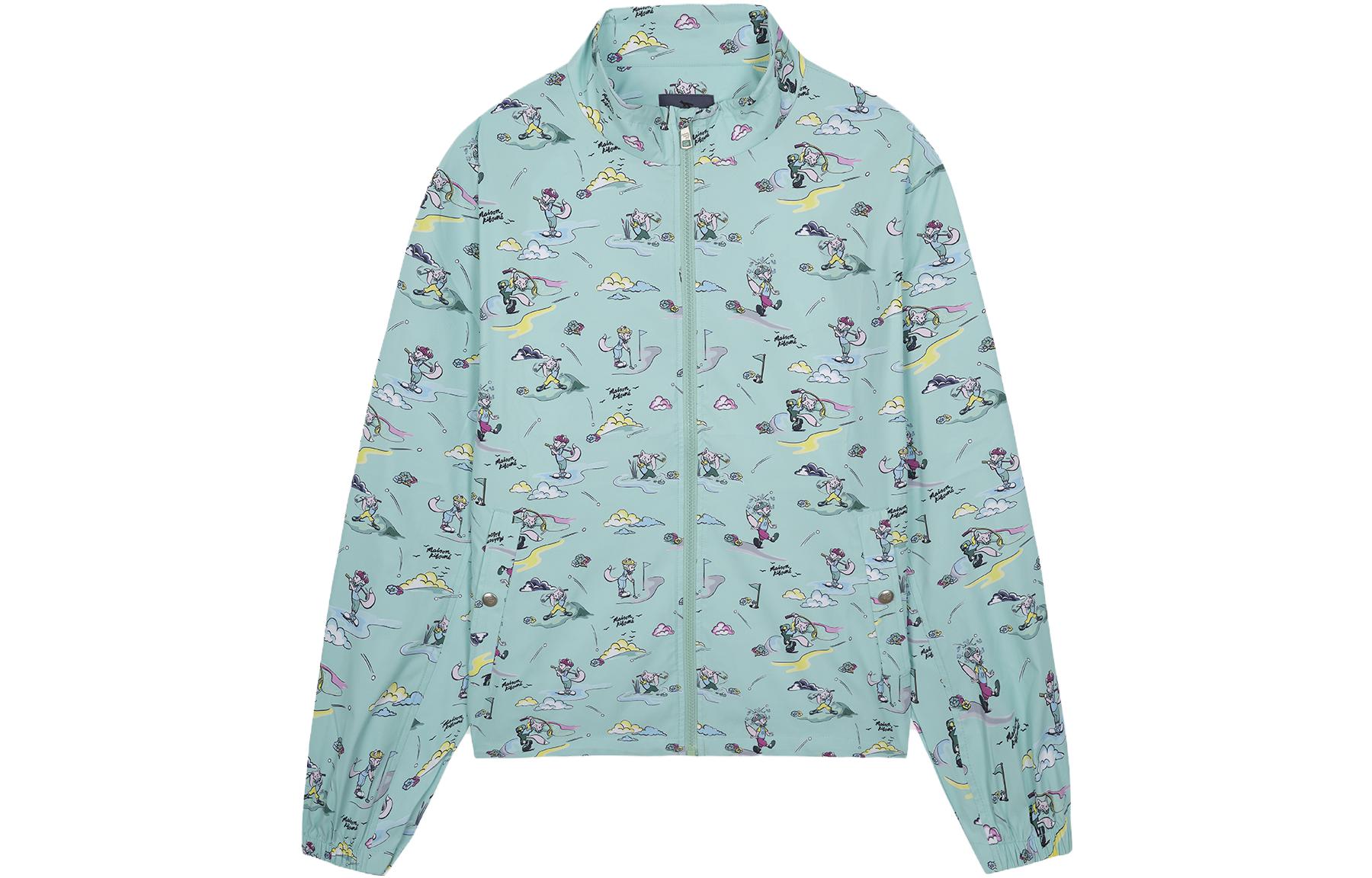 Maison Kitsune SS23 Golf Fox Print Navy Blue Relaxed Fit Jacket for Men QZ3439M01R-P498