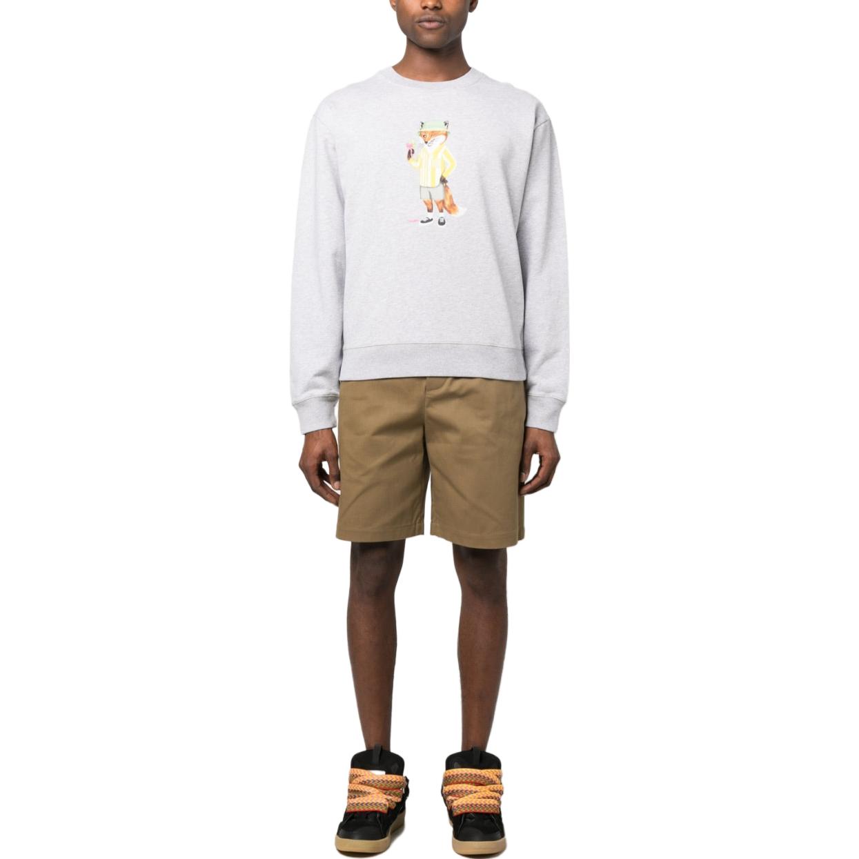 Lookbook Maison Kitsune SS23 Baju Grafit Lengan Panjang Lelaki Kelabu Muda KM00331KM0001H120