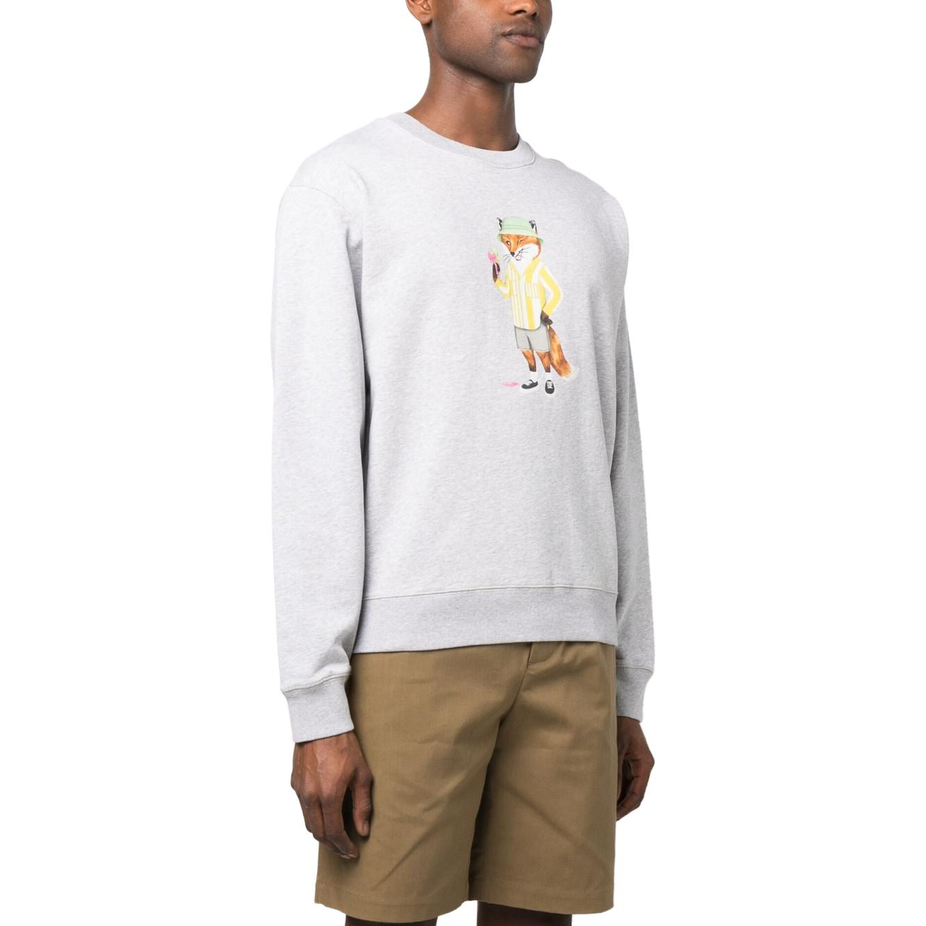 Purchase Maison Kitsune SS23 Baju Grafit Lengan Panjang Lelaki Kelabu Muda KM00331KM0001H120