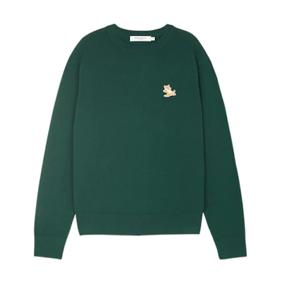 Maison Kitsune SS23 Green Zip-Up Stand Collar Oversized Sweatshirt Unisex KM00328KM0027-P376
