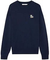 Maison Kitsune SS23 Solid Crewneck Pullover Sweatshirt Navy KM00503KT1036-P480 Maison Kitsune SS23 Solid Crewneck Pullover Sweatshirt Navy KM00503KT1036-P480
