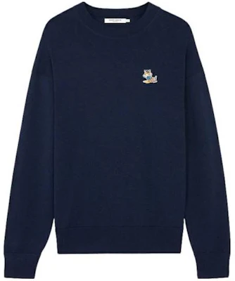 Maison Kitsune SS23 Solid Crewneck Pullover Sweatshirt Navy KM00503KT1036-P480 Buy Maison Kitsune SS23 Solid Crewneck Pullover Sweatshirt Navy KM00503KT1036-P480