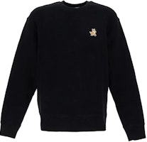 Maison Kitsune SS24 Black Crewneck Pullover Sweatshirt with Cartoon Patch. MM00313KM0307P199 Maison Kitsune SS24 Black Crewneck Pullover Sweatshirt with Cartoon Patch. MM00313KM0307P199