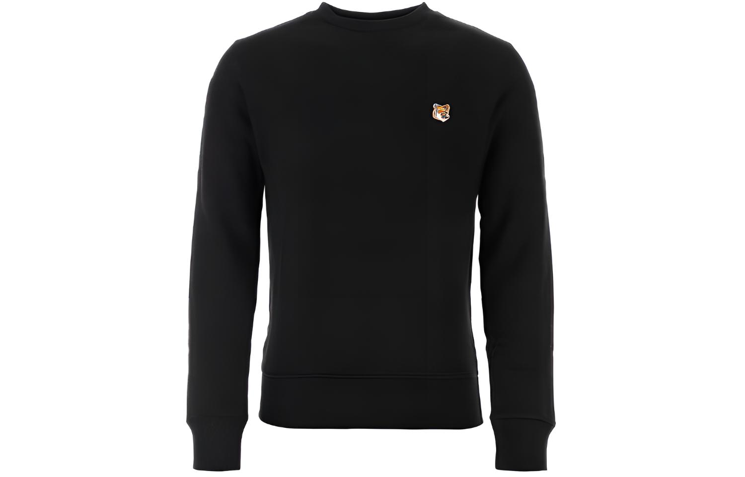 Maison Kitsune SS24  Black Crewneck Sweatshirt with Embroidered Logo. LM00301KM0001-P199
