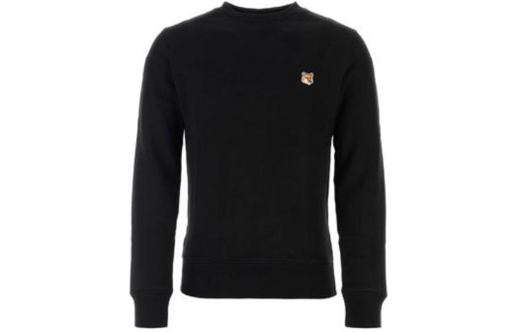 Order Maison Kitsune SS24 Baju Sweatshirt Hitam Crewneck dengan Logo Sulaman. LM00301KM0001-P199